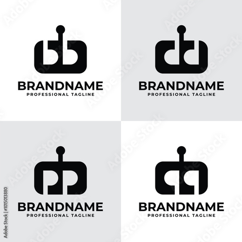 Letters bb dd pp qq Robot Head Logo, for business related to Robot