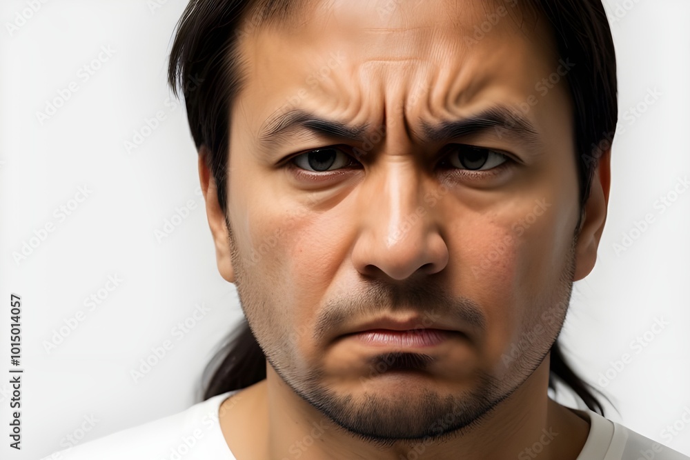 Intense Anger Expression on Isolated Face Generative AI illustration Intense Anger Expression on Isolated Face Generative AI illustration