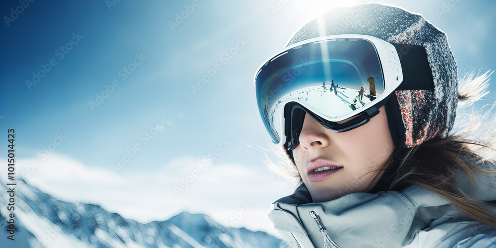 Portrait of female snowboarder. Portrait of female snowboarder.