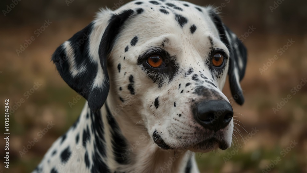 Portrait of a Dalmatian with black spots and brown eyes. Portrait of a Dalmatian with black spots and brown eyes.