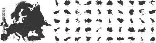 Countries in Western, Southern, Northern and Eastern Europe. Vector illustration