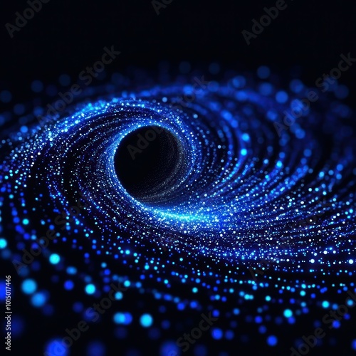 Blue Particles Flowing in Futuristic Virtual Reality Universe - Digital Illustration Background