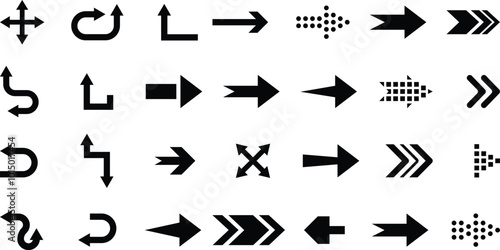 Collection different arrow signs. Black arrows icons. Arrows vector illustration. Arrow icon set