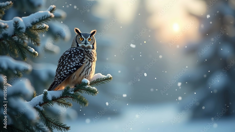 snowy owl perched on a snow-covered branch snowy owl perched on a snow-covered branch