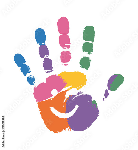 Colorful Handprint With A Smiling Face photo