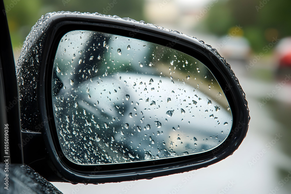 Rain Drops on Car Side Mirror Photo Rain Drops on Car Side Mirror Photo