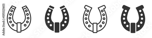 Set of simple and bold horseshoe icons, representing luck or western themes. Vector illustration.