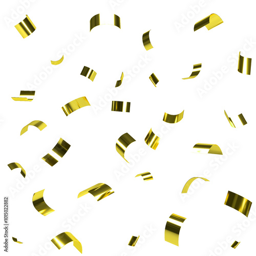 Falling shiny yellow confetti on transparent background. Bright blinking lime festive tinsel. Holiday design elements for web banner, poster, flyer, invitation.	
