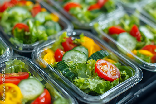 Fresh Salad in Plastic Containers - Realistic Image photo