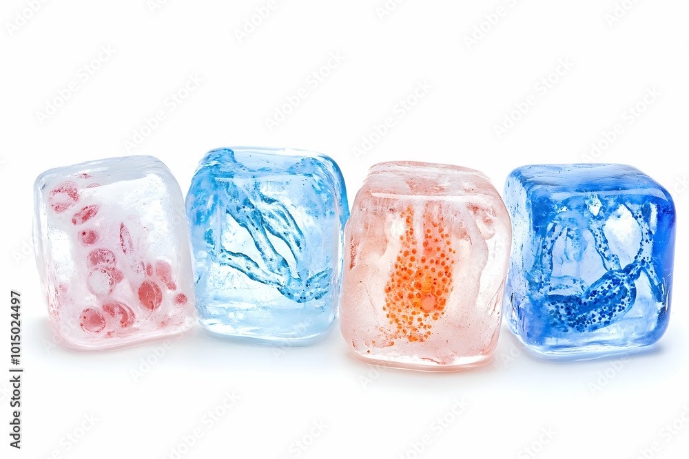 Colorful Ice Cubes with Inclusions - Photo Colorful Ice Cubes with Inclusions - Photo