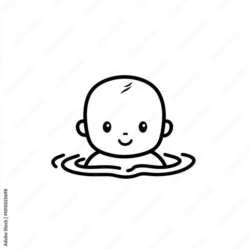 A cute cartoon illustration of a baby swimmer swimming in the pool. A cute cartoon illustration of a baby swimmer swimming in the pool.