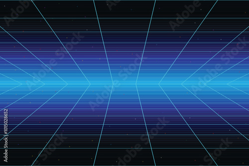 Retro cyberpunk style 80s game scene pixel art 8-bit sci-fi background. glowing neon grid and stars from vintage arcade computer games. 