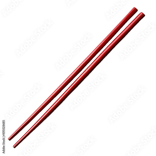 Pair of red chopsticks on transparent background photo