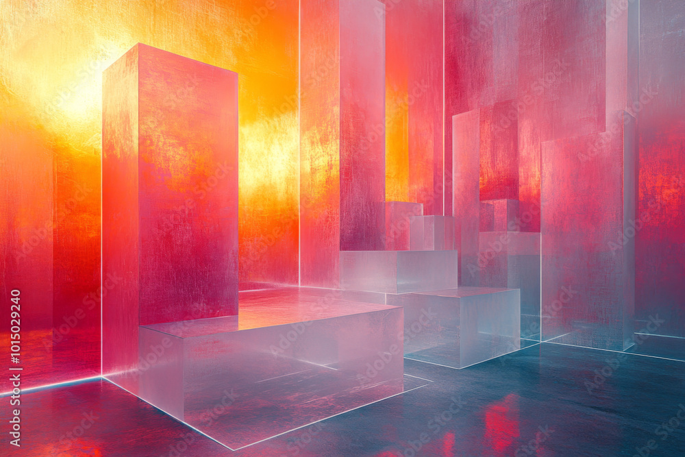 Abstract colorful translucent rectangles layered on textured background Abstract colorful translucent rectangles layered on textured background