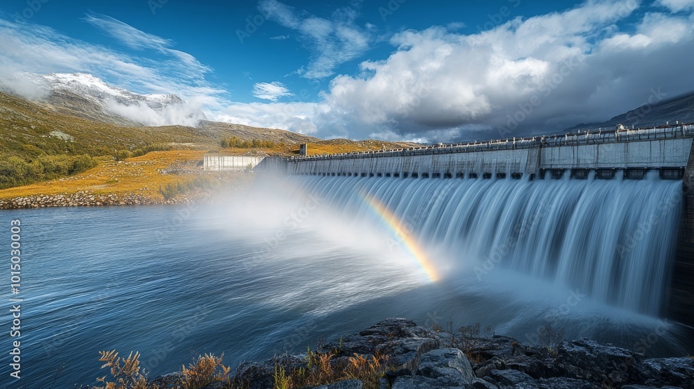 Visualization of Renewable Energy Hydropower Serene Small Hydroelectric Dam in Mountainous Landscape Visualization of Renewable Energy Hydropower Serene Small Hydroelectric Dam in Mountainous Landscape