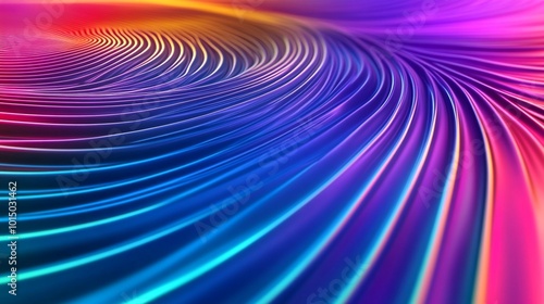 Mesmerizing abstract background with dynamic swirling curves and waves of vibrant iridescent colors creating a hypnotic futuristic digital art pattern