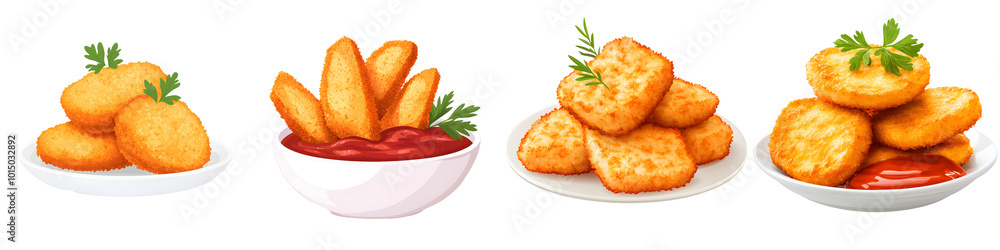 plate of korokke (croquette) clipart, crispy breaded potato, flat illustration, isolated on transparent background plate of korokke (croquette) clipart, crispy breaded potato, flat illustration, isolated on transparent background