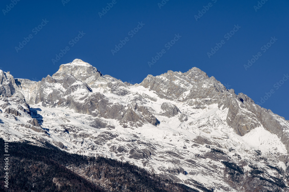 Close-up of Snow Mountain under pure blue sky Close-up of Snow Mountain under pure blue sky