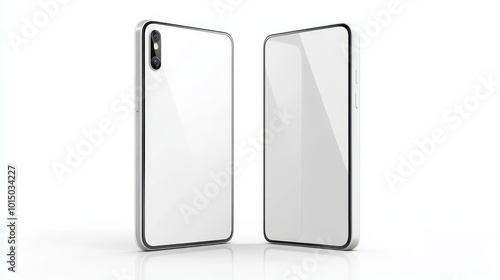 Obraz na płótnie Mobile phone vector, white display, side-by-side view, isolated