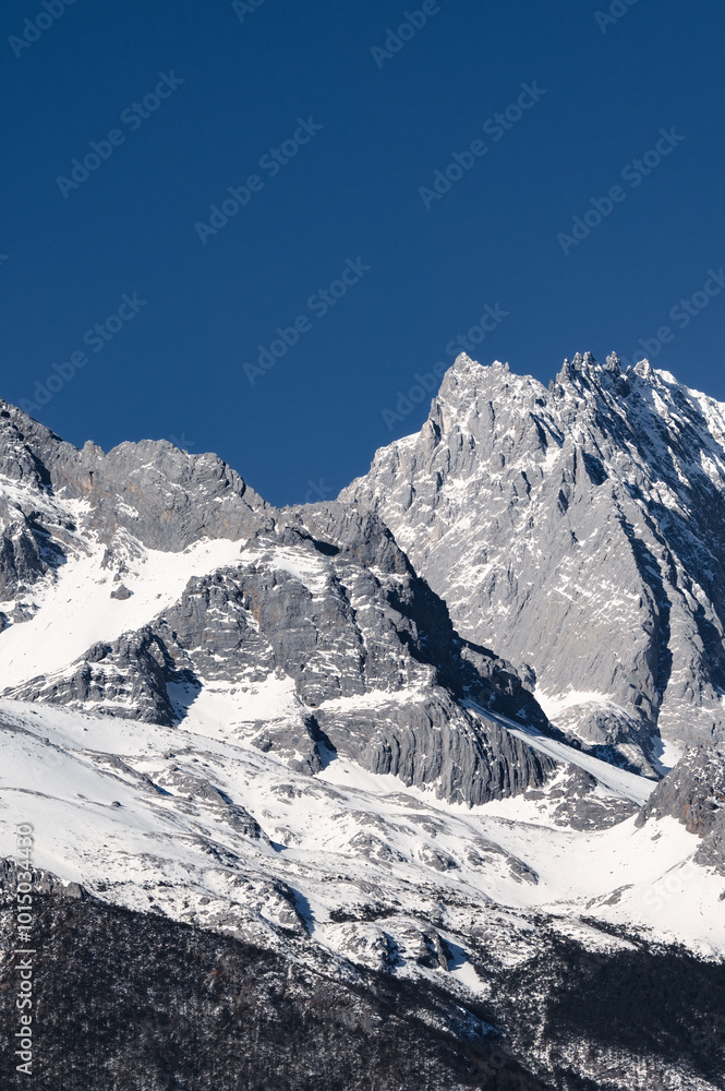 Close-up of Snow Mountain under pure blue sky Close-up of Snow Mountain under pure blue sky