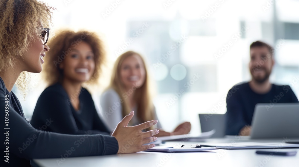 Group of diverse professionals engaged in a collaborative meeting in a bright office environment. Group of diverse professionals engaged in a collaborative meeting in a bright office environment.