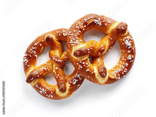 Two Soft Pretzels Isolated On White Background
