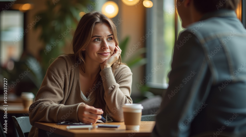 Nachdenkliche Frau in einem Café mit einer Tasse Kaffee
Nachdenkliche Frau in einem Café mit einer Tasse Kaffee
