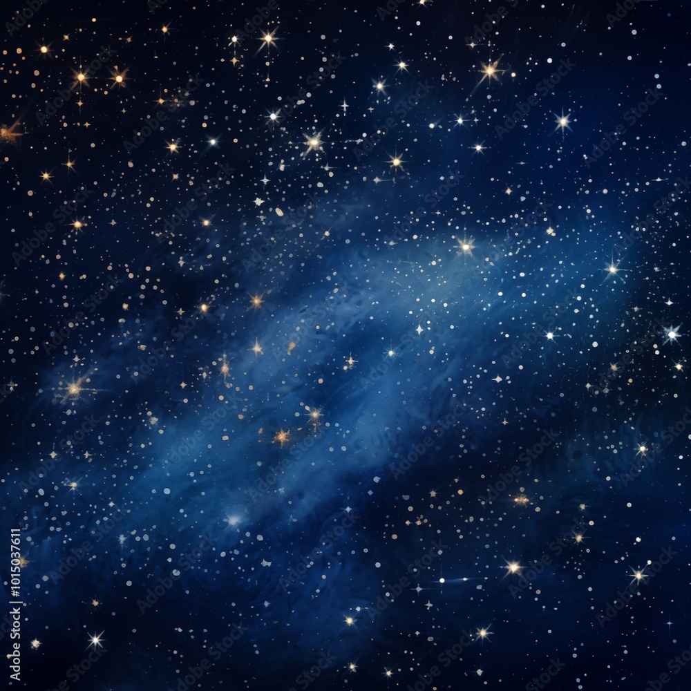 Fototapeta premium A starry night sky with twinkling stars on a dark blue background.generative ai illustration