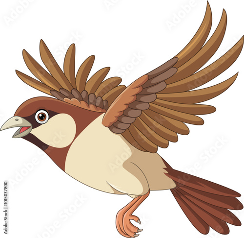 Illustration of funny cartoon sparrow