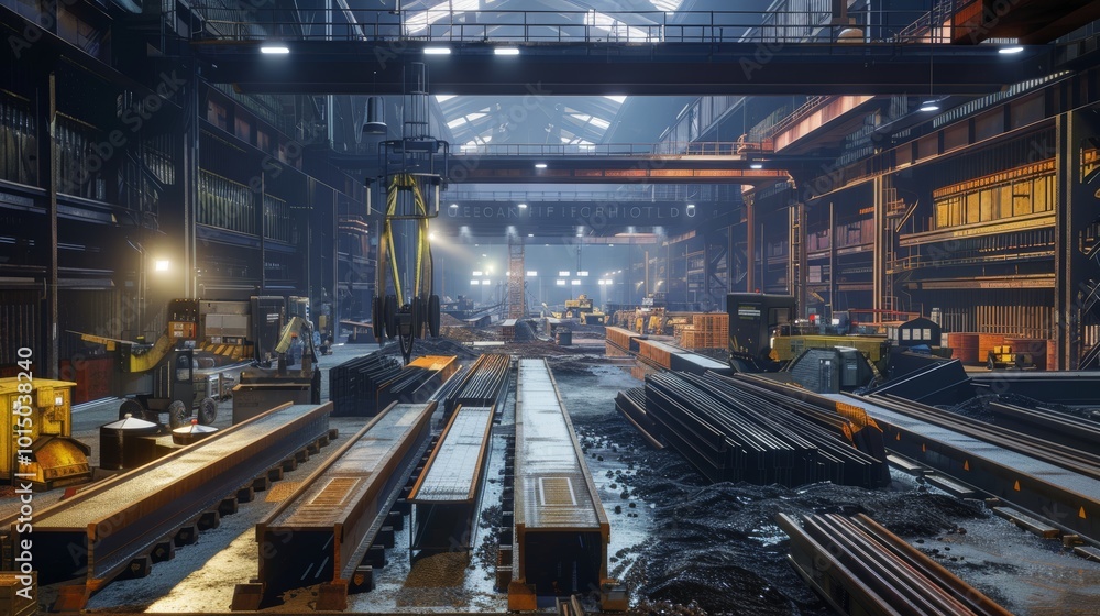 Realistic image of channel steel in industrial equipment framework and support structures Realistic image of channel steel in industrial equipment framework and support structures