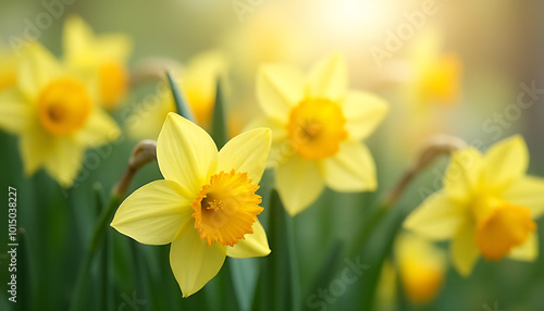 Delicate narcissus flowers blooming in the spring, symbolizing renewal and fresh beginnings for the Lunar New Year._00001_