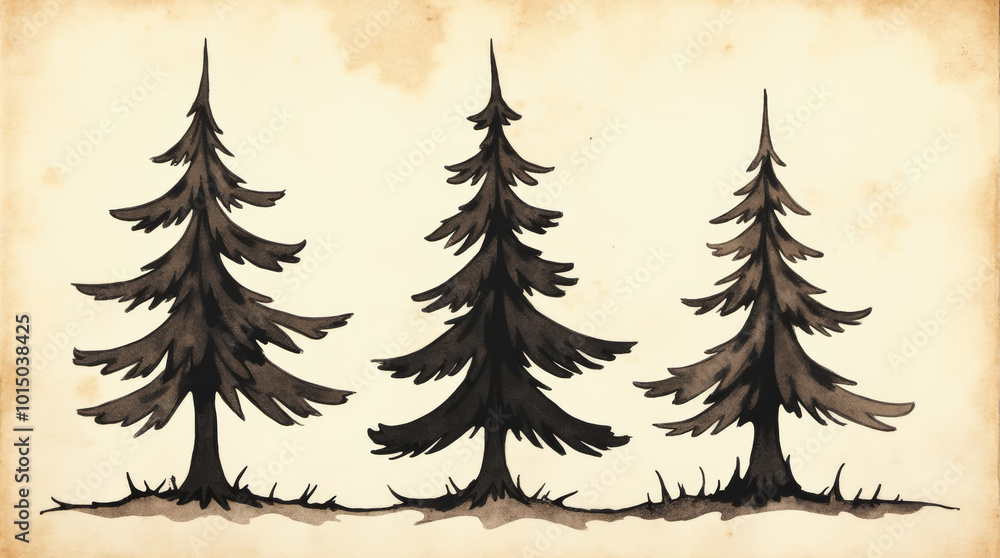 Obraz premium Waldsilhouette in Sepia