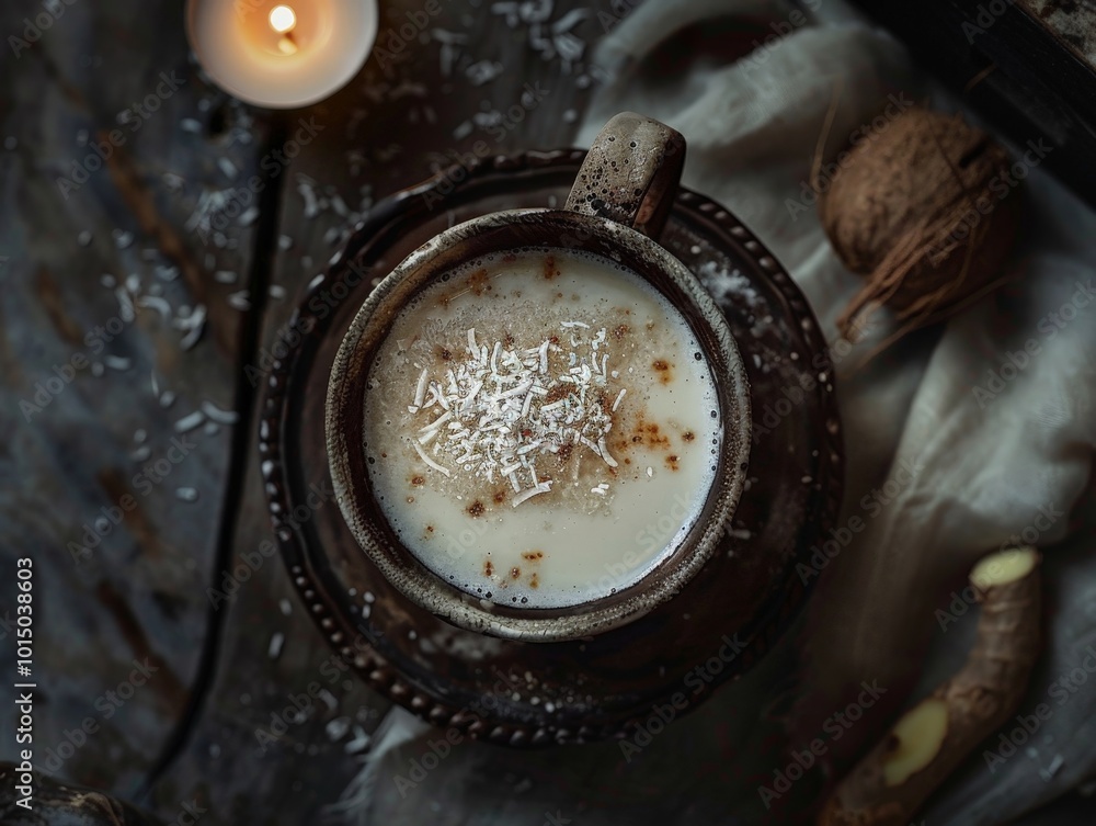 Fototapeta premium Coconut Milk Drink with Ginger