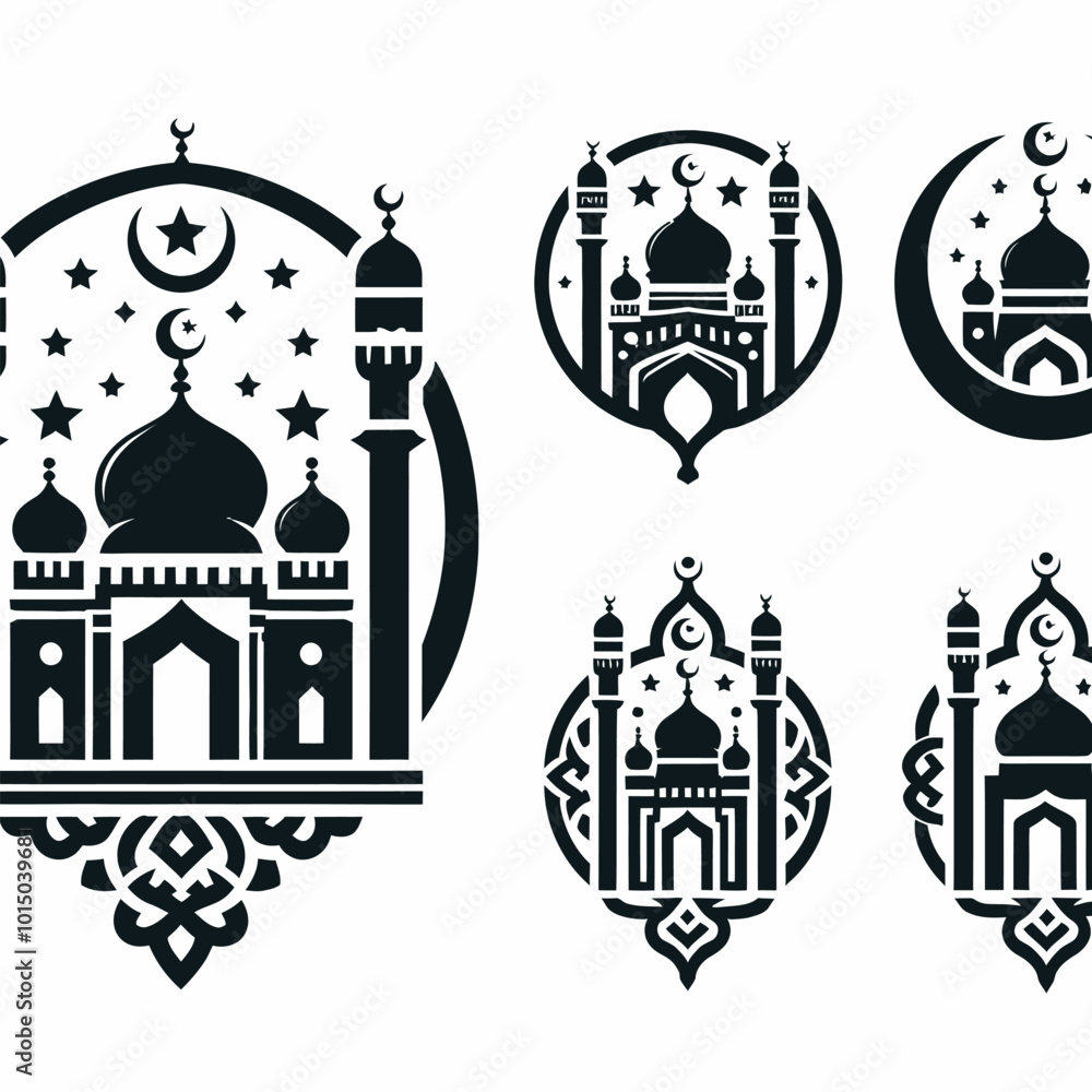Obraz premium Symmetrical Mosque Logo set