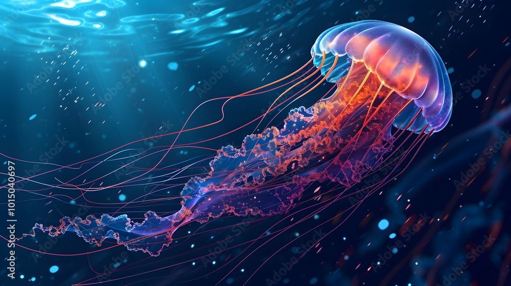 Detailed Bioluminescent Jellyfish Vector Image Detailed Bioluminescent Jellyfish Vector Image