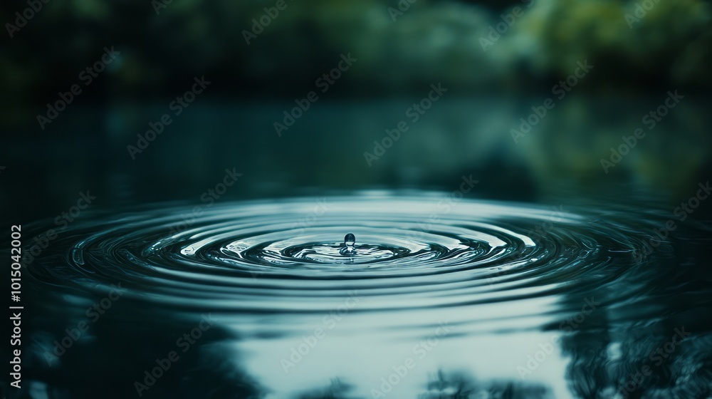 Ripples on a tranquil water surface, reflecting nature's calmness. Ripples on a tranquil water surface, reflecting nature's calmness.