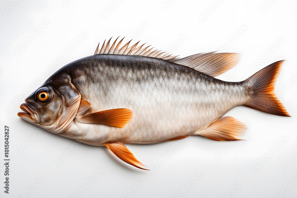 Fototapeta premium Buffalo fish on white background, Ai generated