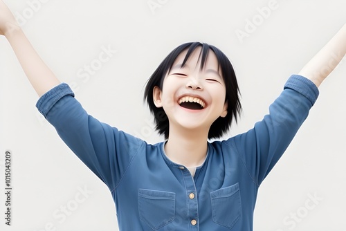 Smiling Woman with Happy Laughter Isolated on White Background Generative AI illustration