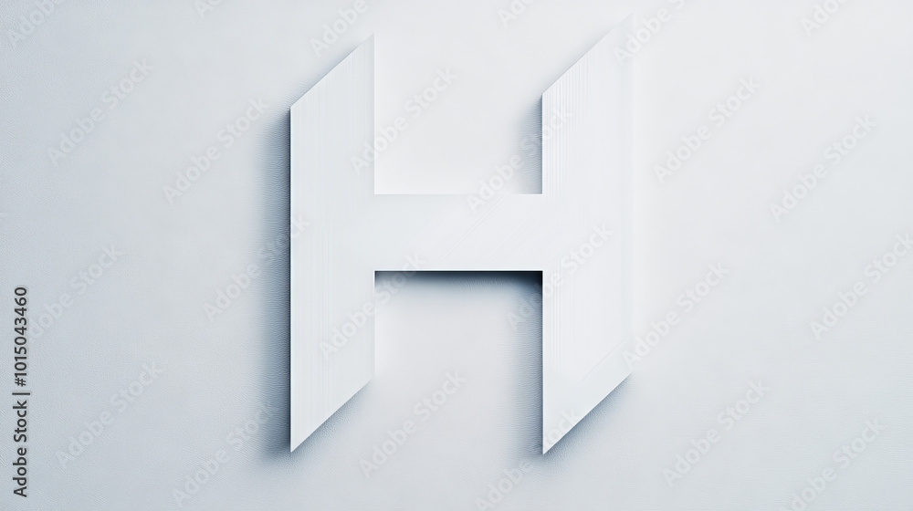 A 3D rendered letter H in white against a white backdrop. A 3D rendered letter H in white against a white backdrop.