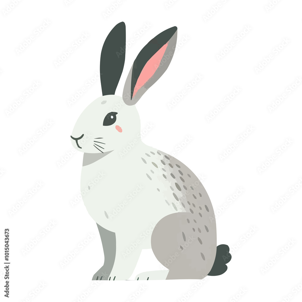 Cute Beaver and Hare in Spring Animals Theme Vector Illustration on White Background Cute Beaver and Hare in Spring Animals Theme Vector Illustration on White Background