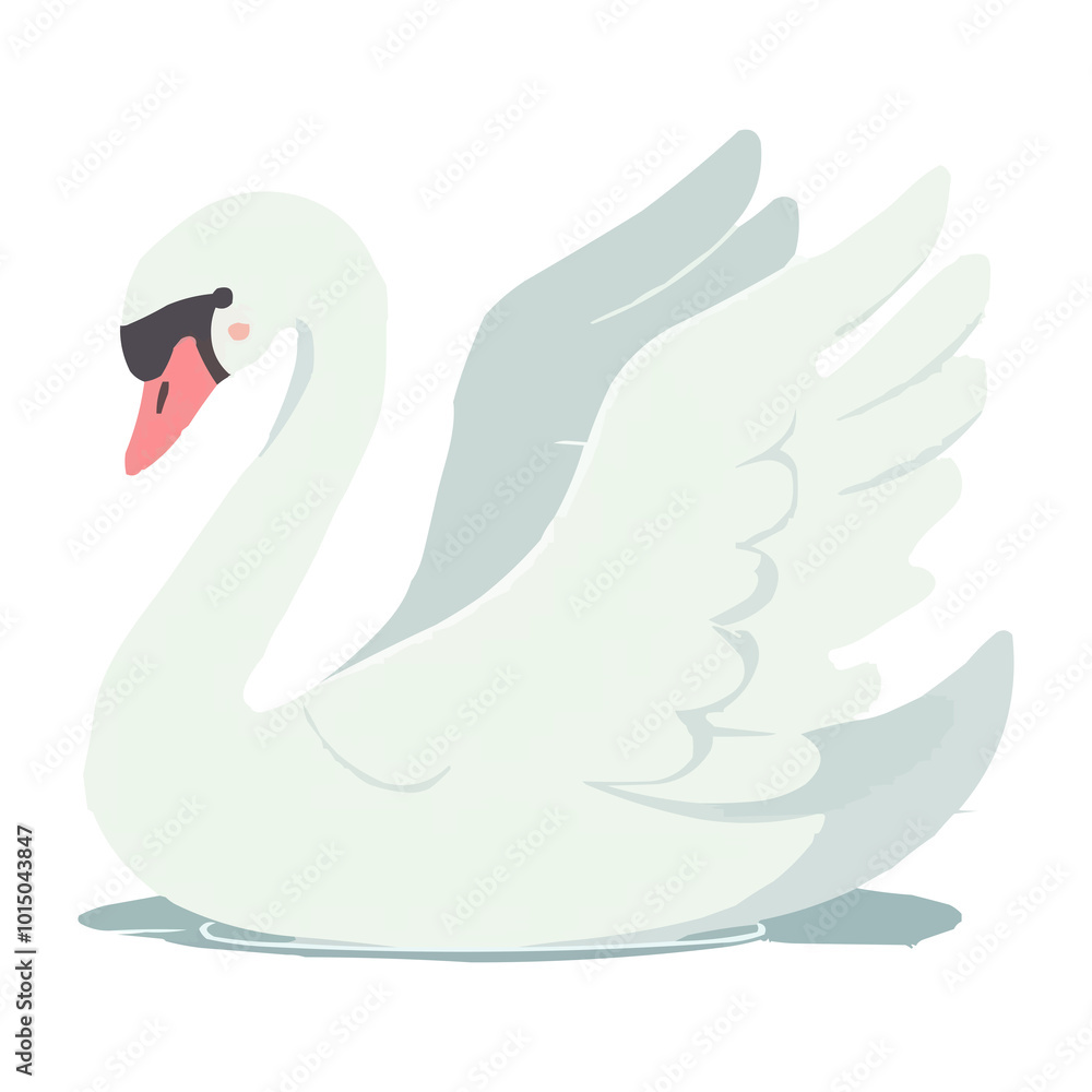 Fototapeta premium Vector Swan in Spring Animals Theme on White Background