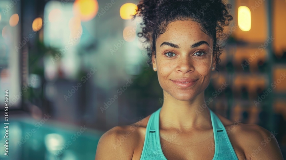 Portrait of a woman in sportswear exercising in a room with machines and sports equipment. Pilates class for active healthy lifestyle. Portrait of a woman in sportswear exercising in a room with machines and sports equipment. Pilates class for active healthy lifestyle.