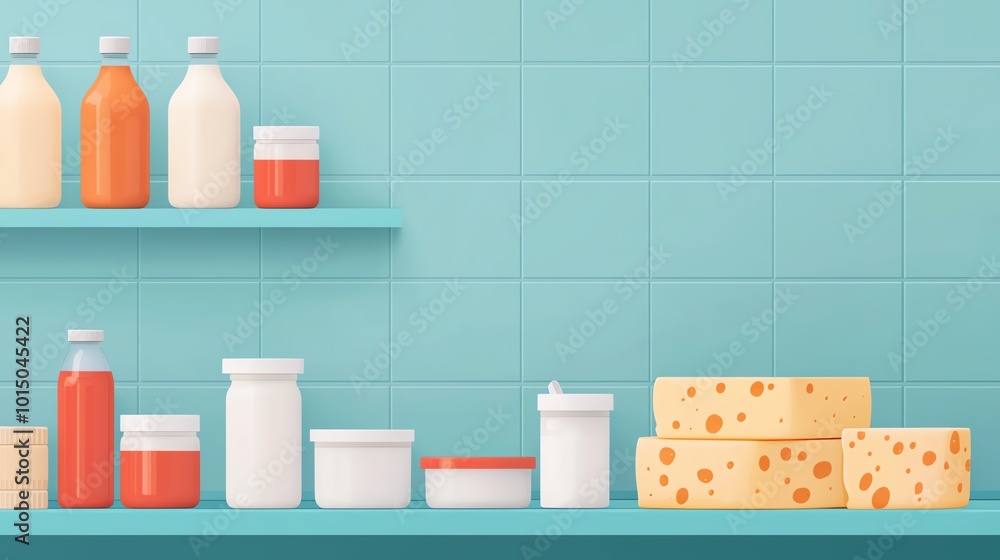 Cheese production process flat design, side view, dairy theme, cartoon drawing, Triadic Color Scheme Cheese production process flat design, side view, dairy theme, cartoon drawing, Triadic Color Scheme
