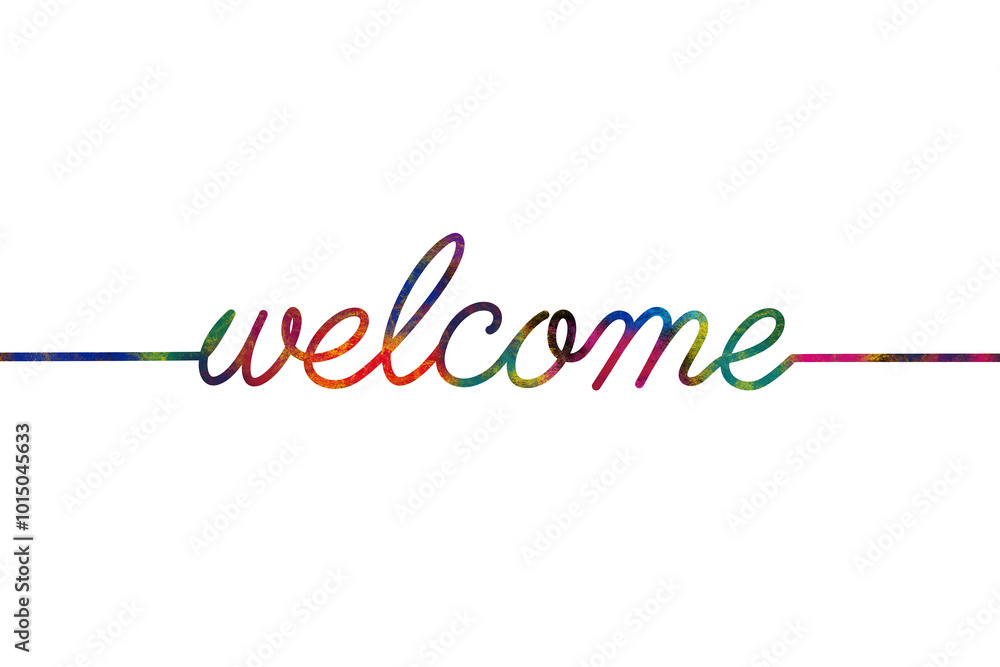 Welcome continuous line drawing typography lettering urban art design abstract modern banner painting