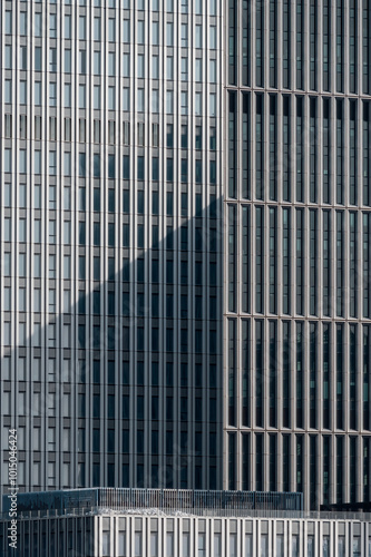 Close-up of the exterior facade of modern commercial office buildings