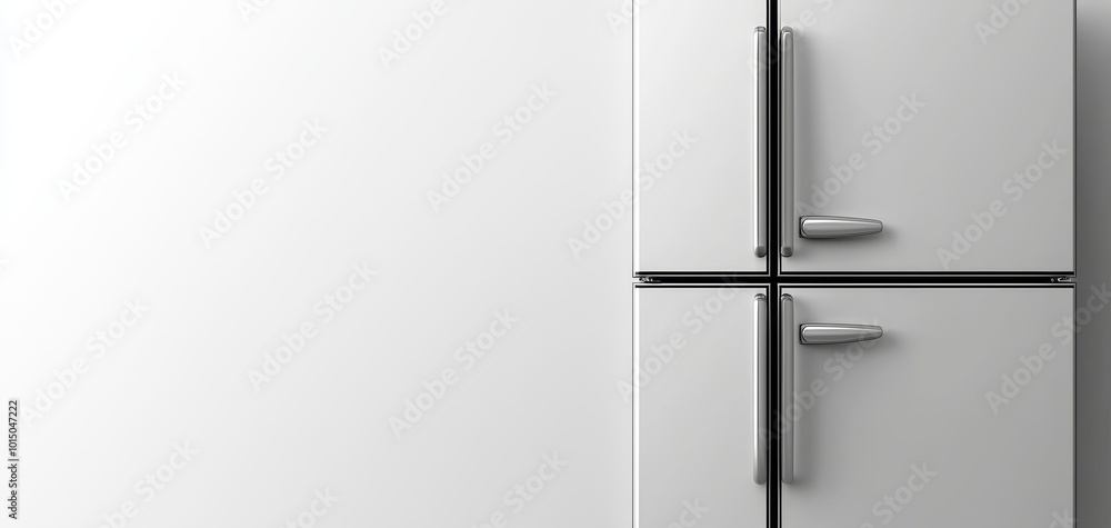 Modern refrigerator on a white background, showcasing sleek design and functionality. Ideal for kitchen decor and appliance sections. Modern refrigerator on a white background, showcasing sleek design and functionality. Ideal for kitchen decor and appliance sections.