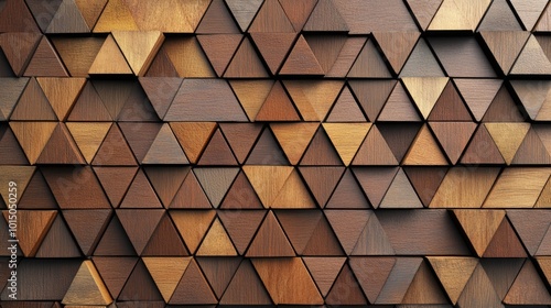 Modern Abstract Wood Block Artwork with Timber Panel Mosaic Wall Background