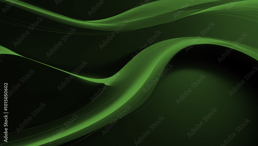 Obraz premium Stunning abstract wave pattern in green, rendered in 4K for a vibrant and sophisticated background.