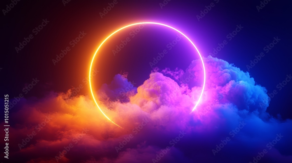 Dramatic Cosmic Eclipse Surrounded by Vibrant Nebula Clouds in Outer Space Dramatic Cosmic Eclipse Surrounded by Vibrant Nebula Clouds in Outer Space