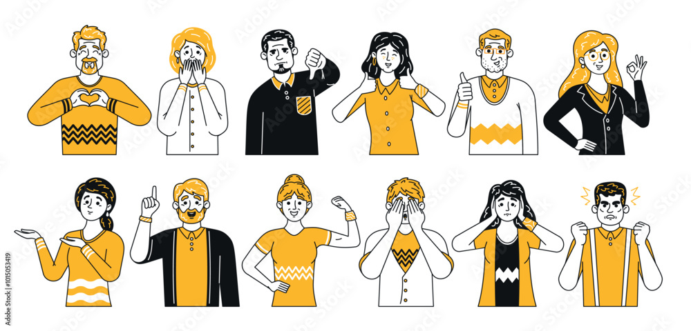 Collection Of Colorful Doodle Characters Showcasing A Range Of Emotions And Gestures, Including Happiness, Sadness Collection Of Colorful Doodle Characters Showcasing A Range Of Emotions And Gestures, Including Happiness, Sadness